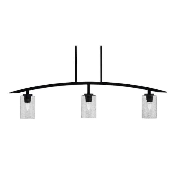 Unbranded Siena 41 in. 3-Light Matte Black Chandelier with 4 in. Smoke Bubble Glass Shades No Bulbs Included