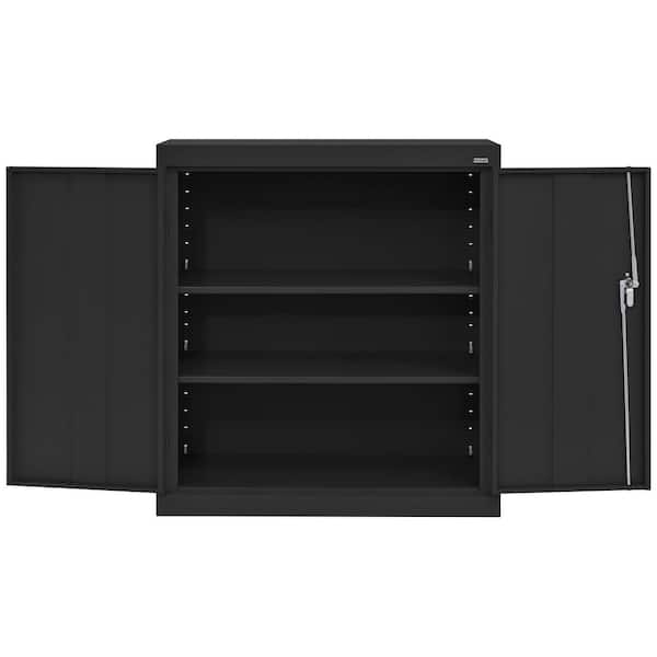 Classic Series 36 in. W x 36 in. H x 18 in. D 24-Gauge 3-Shelf Steel Freestanding Garage Storage Cabinet in Black