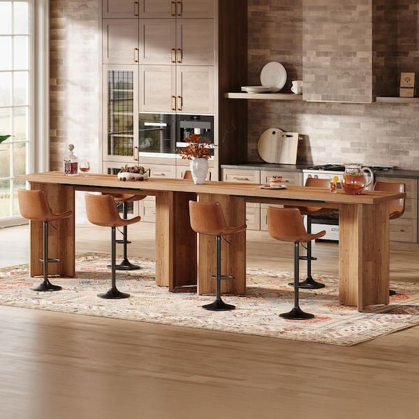 Brown Rectangle Wood 35.43 in H Bar Table for Dining Room, Bistro Industrial Counter Height Pub Table Home Kitchen