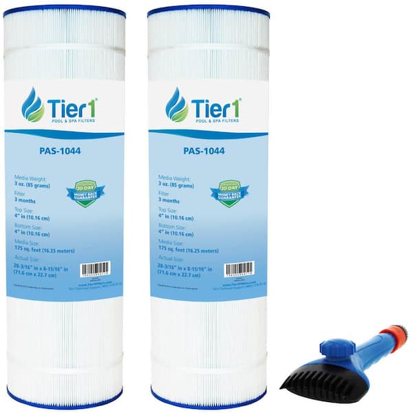Tier1 28.19 in. x 8.94 in. 175 sq. ft. Pool and Spa Filter Cartridge for CX1750-RE (2-Pack) and Pool Filter Cleaning Brush