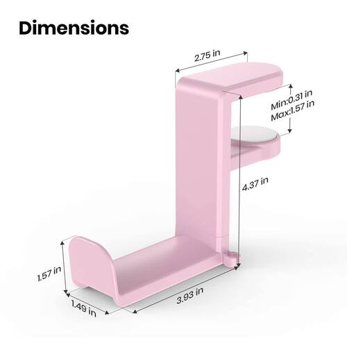 Rotating Headphone Stand, PC Gaming Headset Stand, Adjustable Clamp-on Headphone Holder with 360° Swivel Pink BIBIVIS Computer & Laptop Accessories