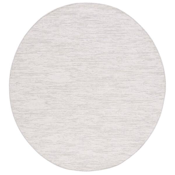 Hampton Ivory 6 ft. x 6 ft. Abstract Distressed Indoor/Outdoor Round Area Rug