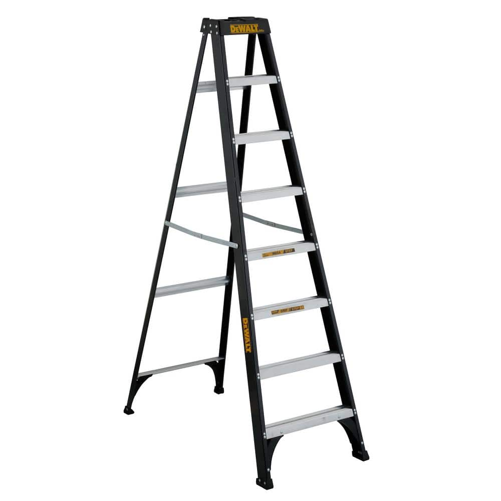 DEWALT 8 ft. Fiberglass Step Ladder 12.2 ft. Reach Height Type 1 - 250 ...