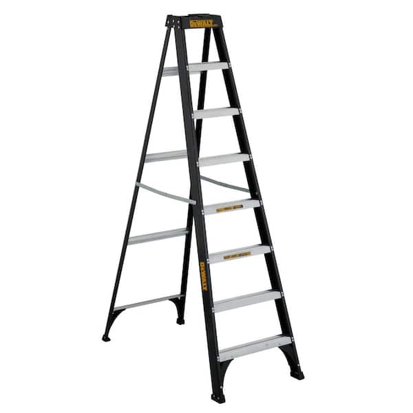 DEWALT 8 ft. Fiberglass Step Ladder 12.2 ft. Reach Height Type 1 - 250 lbs. Expanded Work Step and Impact Absorption System