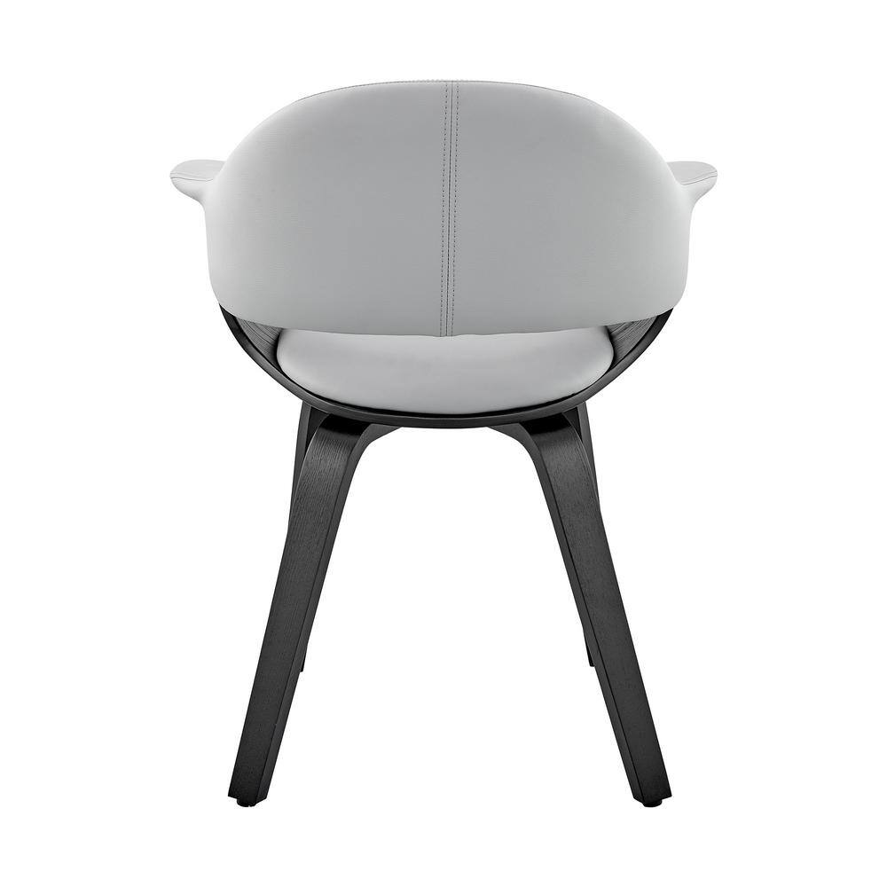 Contemporary Gray Faux Leather Arm Chair with Black Wood Frame
