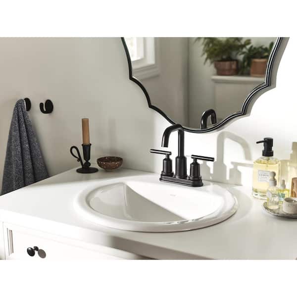 Gibson 4 in. Centerset 2-Handle High-Arc Bathroom Faucet with Pop-Up Assembly in Matte Black