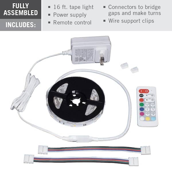 Armacost Lighting RibbonFlex Home 16 ft. Multi-Color + White LED Tape Light  Kit with Remote 423501 - The Home Depot