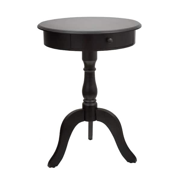 Decor Therapy Pedestal Eased Edge Black End Table with Drawer