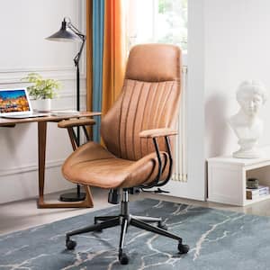 OL Brown Suede Fabric Ergonomic Swivel Office Chair Task Chair with Recliner High Back Lumbar Support
