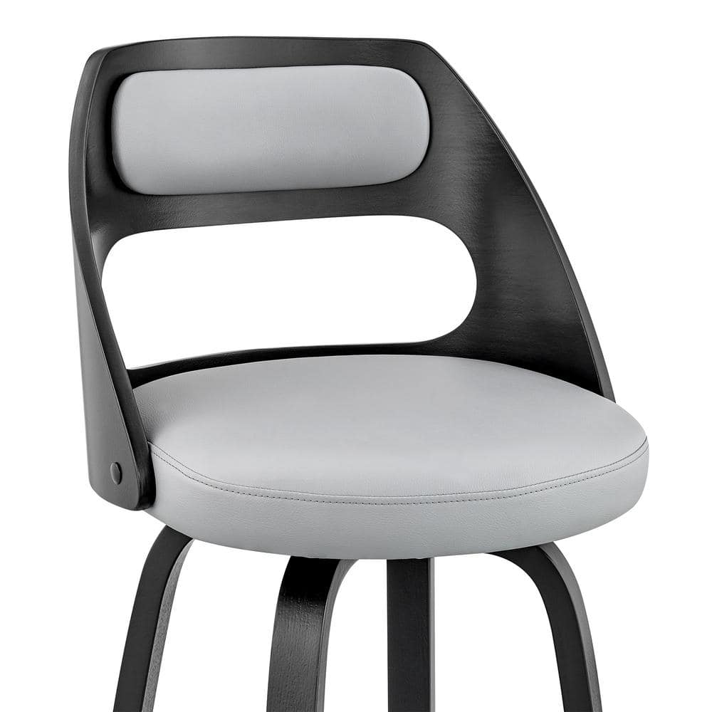 Julius 26" Gray Faux Leather & Black Metal Swivel Counter Stool