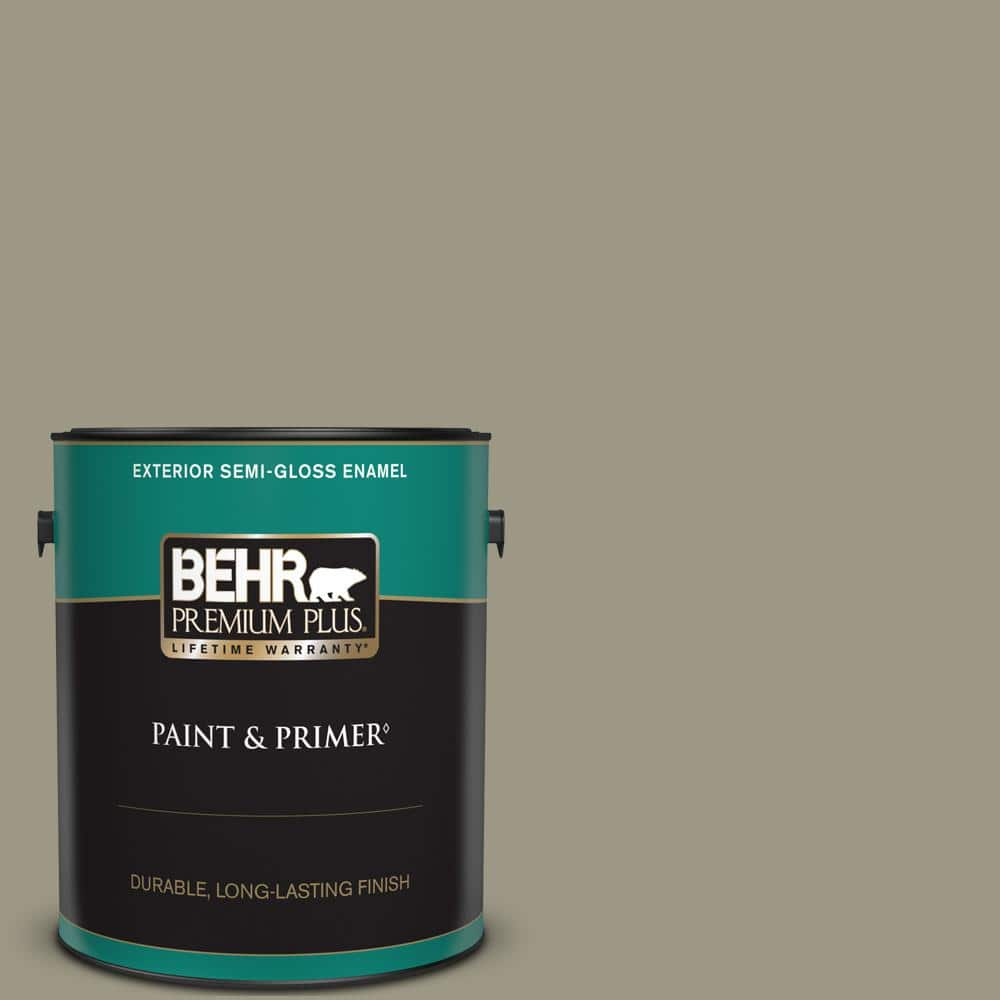 BEHR PREMIUM PLUS 1 Gal. #PPU8-20 Dusty Olive Semi-Gloss Enamel ...