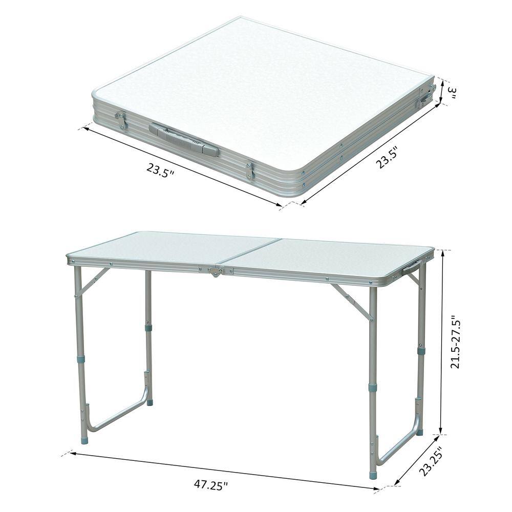 Outsunny Silver Aluminum Folding Camping Table with Carry Handle