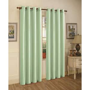 Mint Faux Silk 100% Polyester Solid 55 in. W x 84 in. L Grommet Sheer Curtain Window Panel (Set of 2)