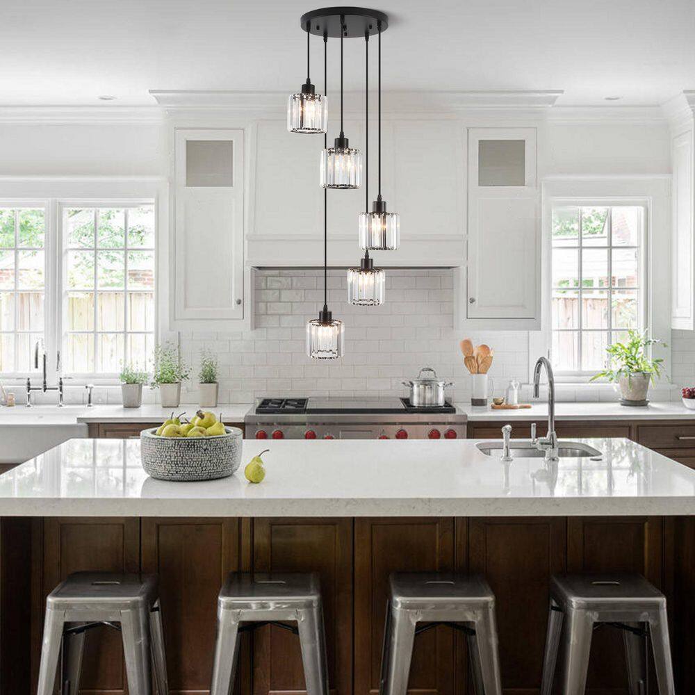 5-Light Black Modern Pendant Light Crystal Chandeliers for Dining Room or Kitchen price history on PriceWatchPro