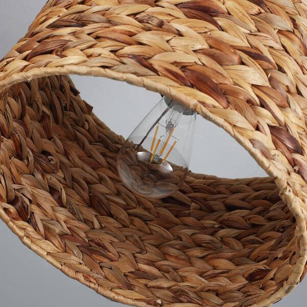 LWYTJO 12.4 in. 1-Light Water Hyacinth Single Head Drum Semi