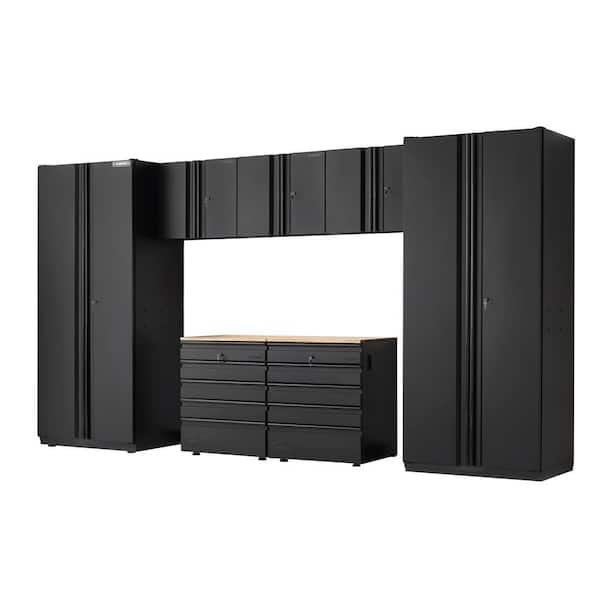 Husky 7-Piece Heavy Duty Welded Steel Garage Storage System in Black (156 in. W x 81 in. H x 24 in. D)