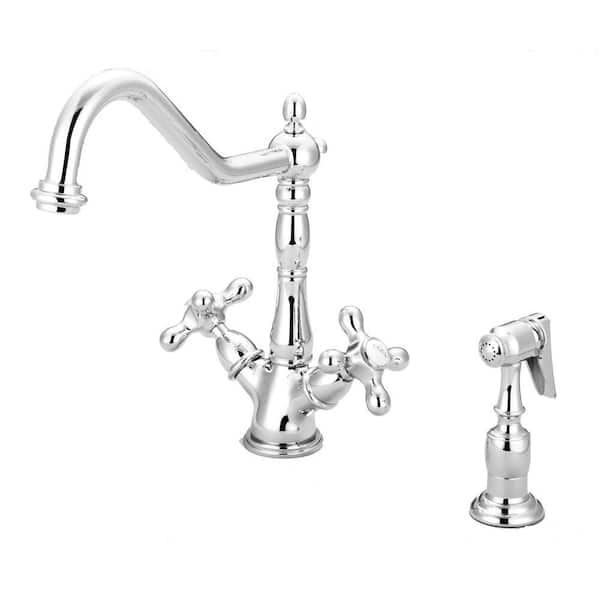 Artisan Premium 2-Handle Standard Kitchen Faucet with Side Sprayer in Chrome