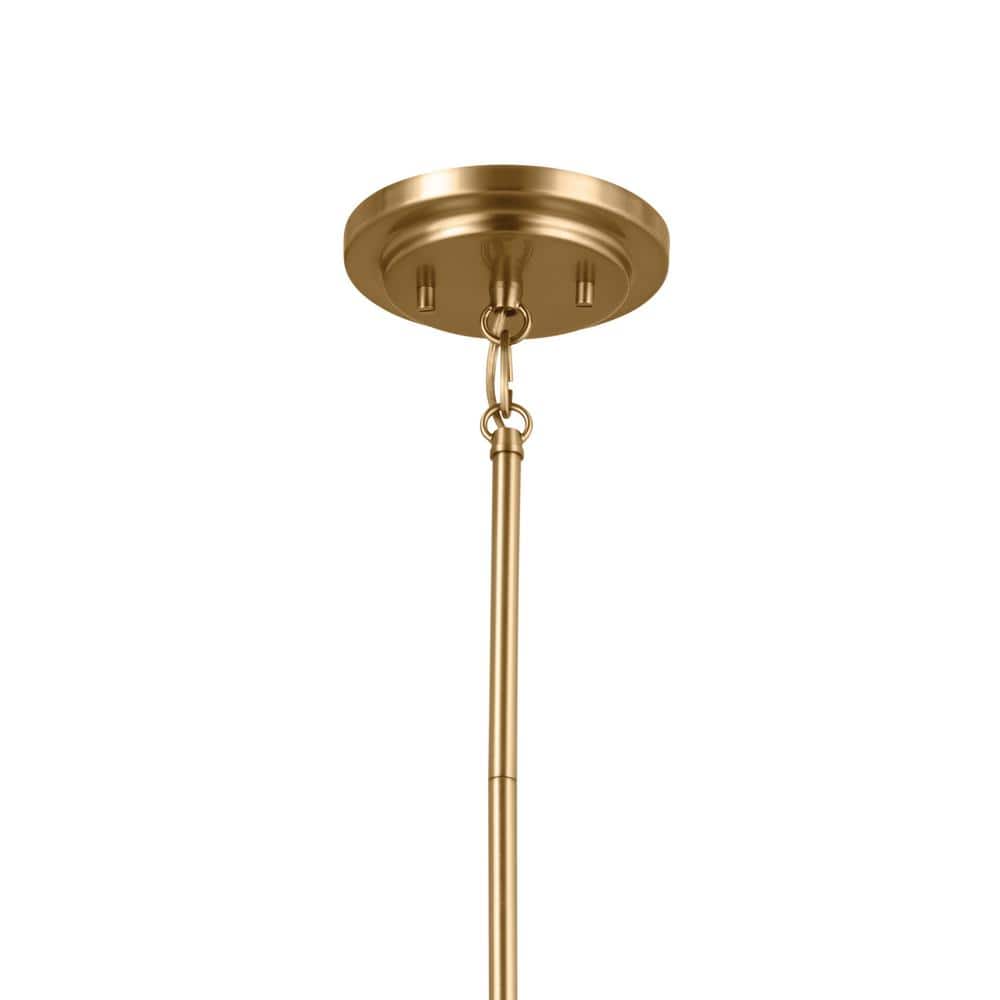 Brushed Brass Mini 4-Light Chandelier with Fabric Drum Shades