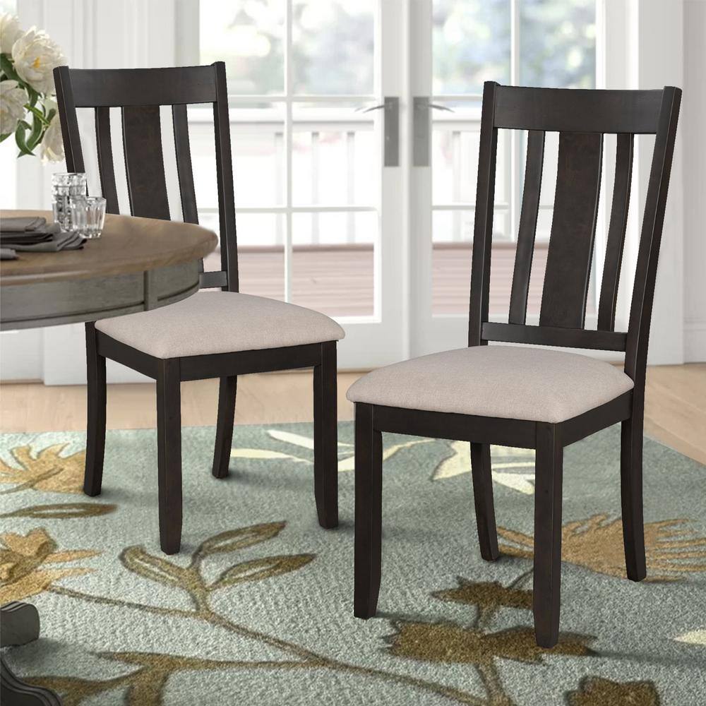 Maincraft Espresso Wood Dining Chairs with Ergonomic Design (Set of 2) D01DICH133 The Home Depot