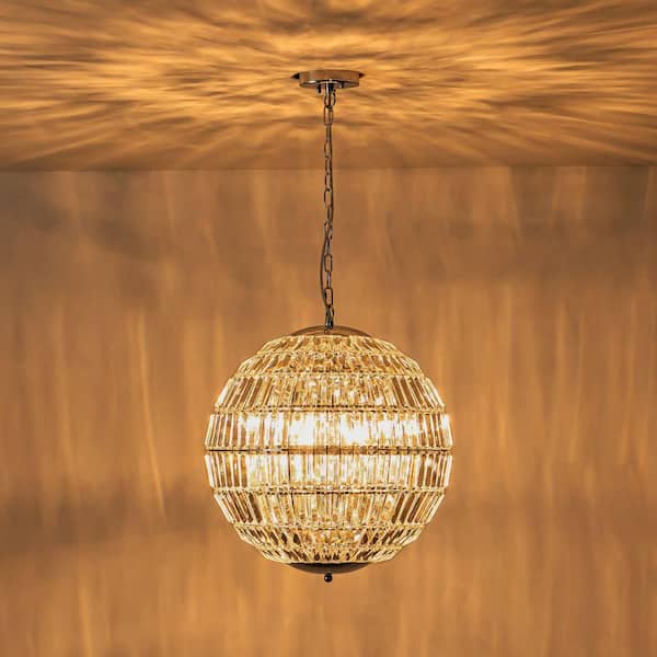 ZYZWMB 21.7 in. 6-Light Chrome Crystal Globe Chandelier YHF1059463