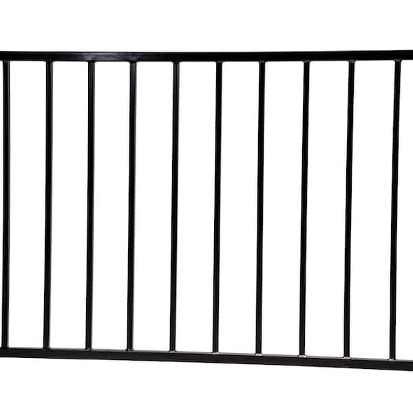 Pro Series 2.66 ft. H x 8 ft. W Spaced Bar Flat Black Steel Fence Panel (6-Pack)