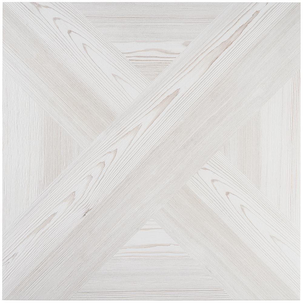 Large Format White Porcelain Wood Look Floor Tile