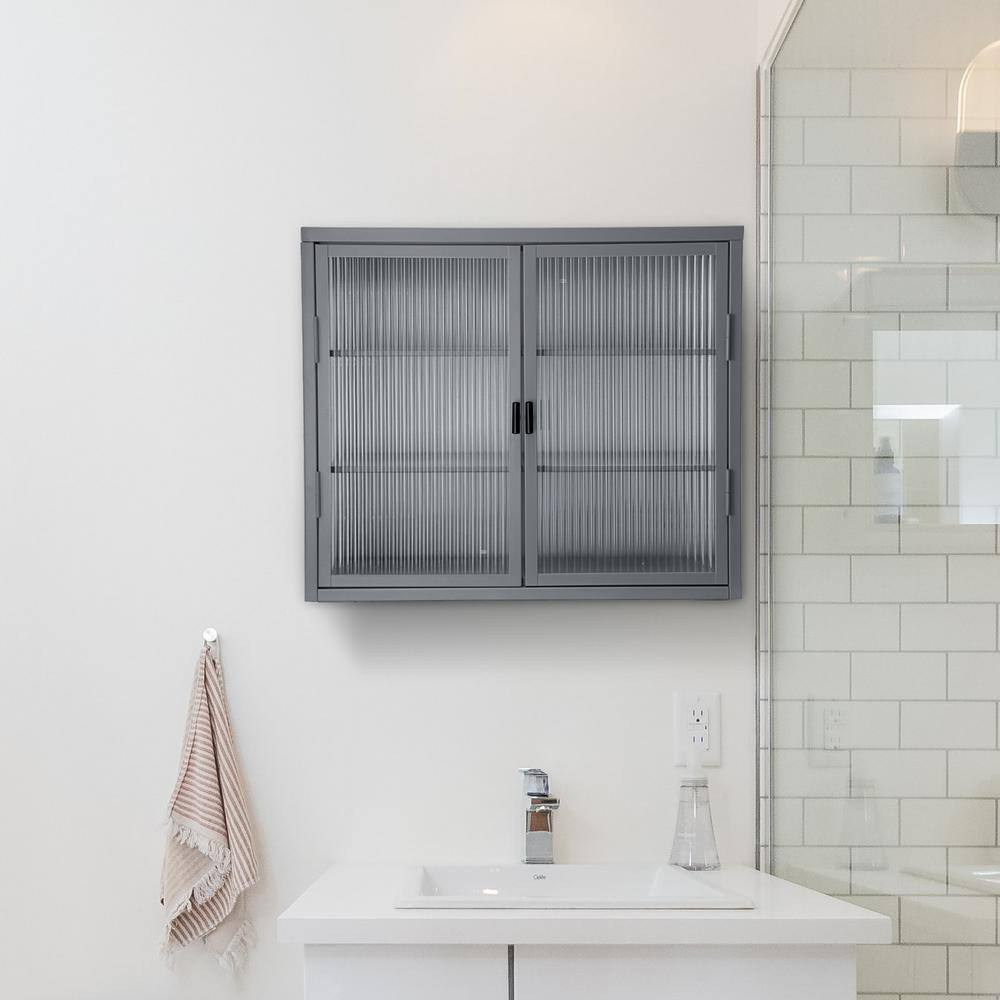 27.6 in. W x 9.1 in. D x 23.6 in. H Bathroom Storage Wall Cabinet With Deta