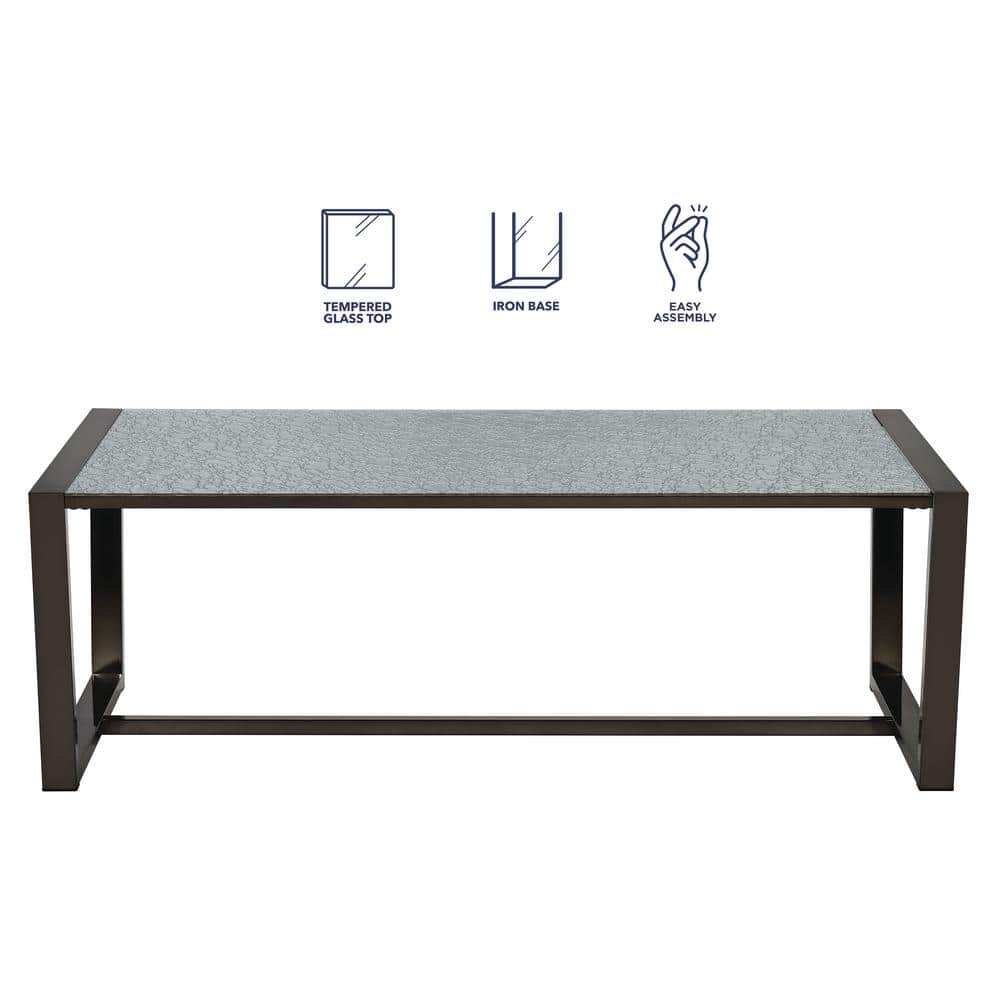 Mazie 51" Rectangular Gray Mirrored Glass Coffee Table