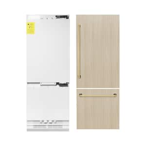 Autograph Edition 30 in. 2-Door Panel Ready Bottom Freezer Refrigerator w/ Ice, Water Dispenser, Polished Gold Handle