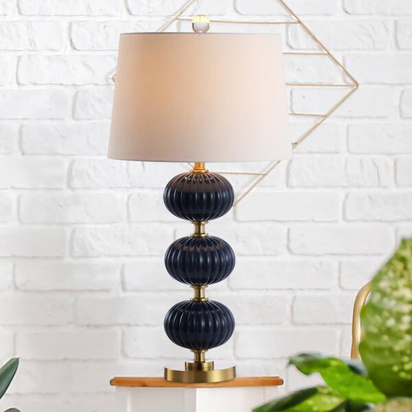 JONATHAN Y Carter 29.7 in. Navy Glass LED Table Lamp JYL2073B