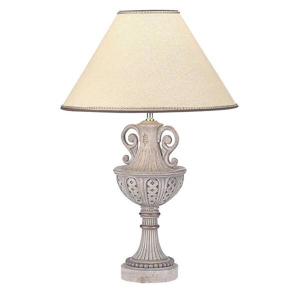 ORE International 31 in. Poly Resin Ivory and Gold Table Lamp