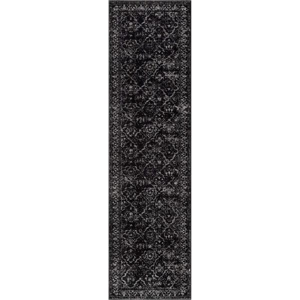 Zazzle Argos Vintage Black 2 ft. 3 in. x 7 ft. 3 in. Trellis Border Runner Rug