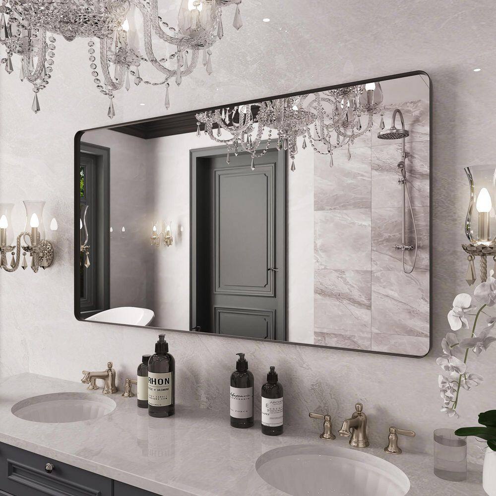 Rizitoc 55 in. W x 30 in. H Rounded Rectangle Framed Wall Bathroom