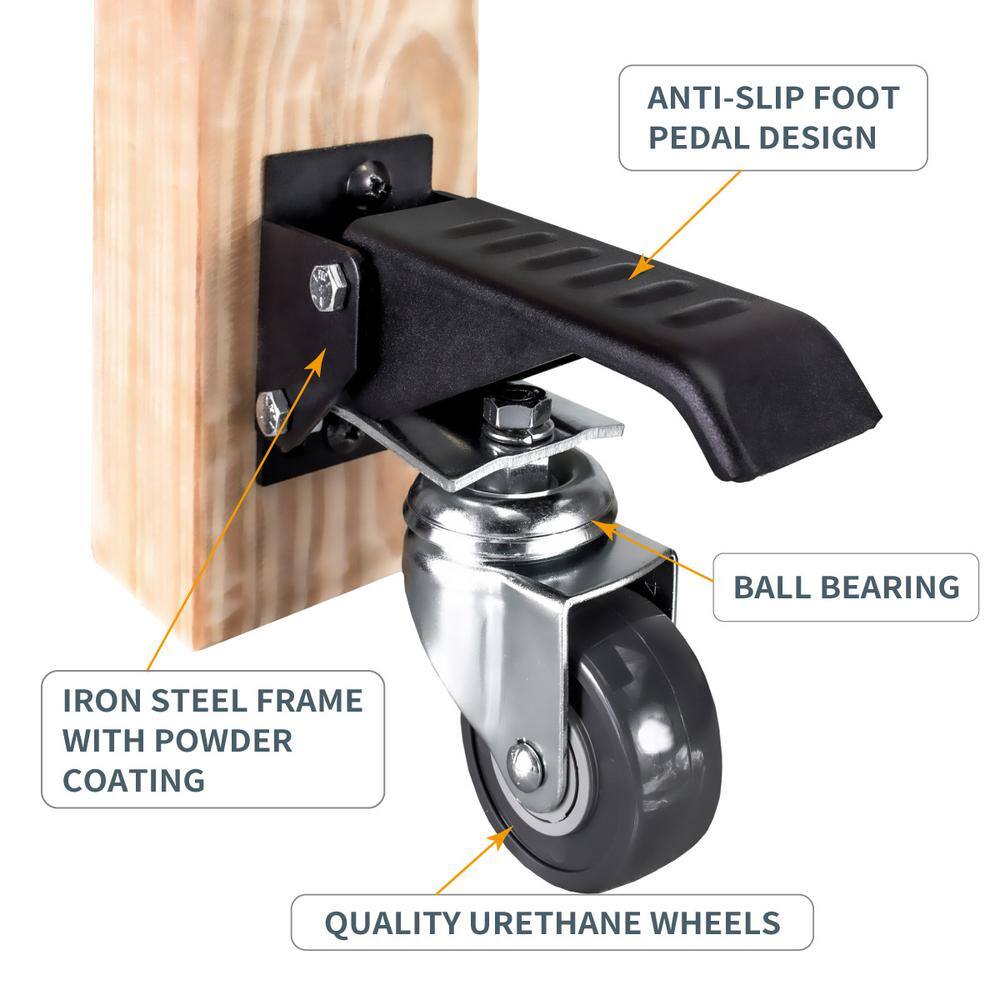 Heavy-Duty Black Steel and Polyurethane Swivel Workbench Casters, Set of 4