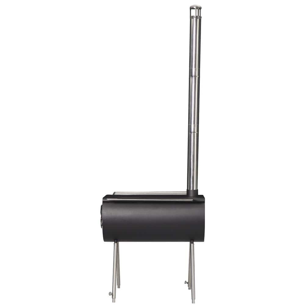 Caribou Outfitter 18-Inch Black Wood-Burning Camp Stove with Stainless Steel Stand