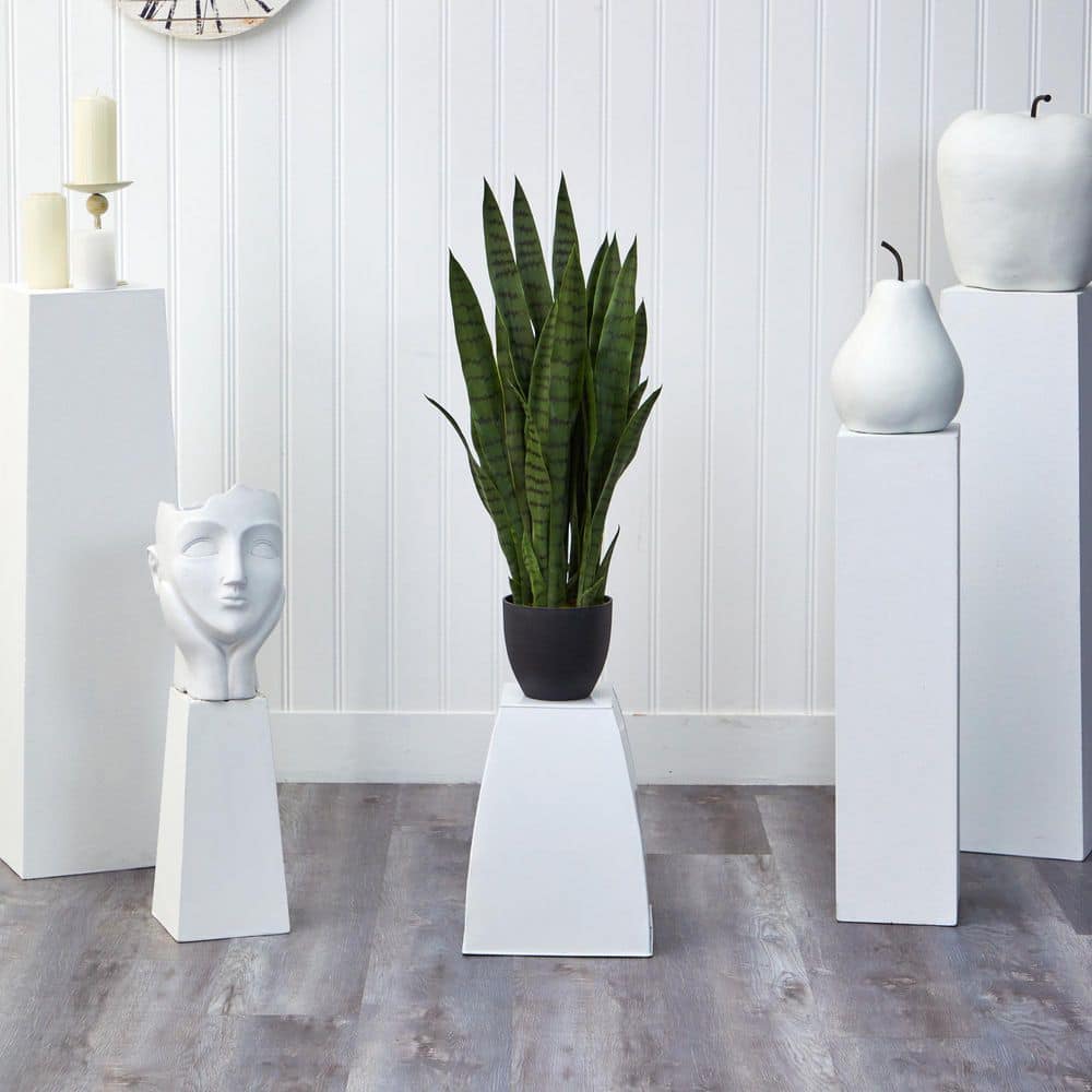 Nearly Natural Artificial Sansevieria with Black Planter