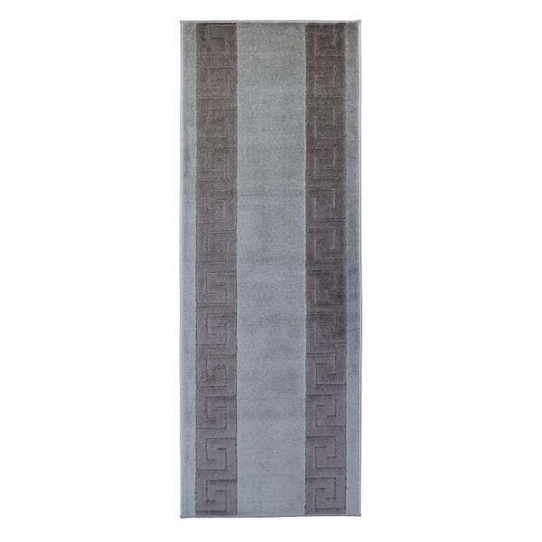 Euro Meander Design Gray 26 in. W x 192 in. L Stair Runner 34.67 sq. ft.