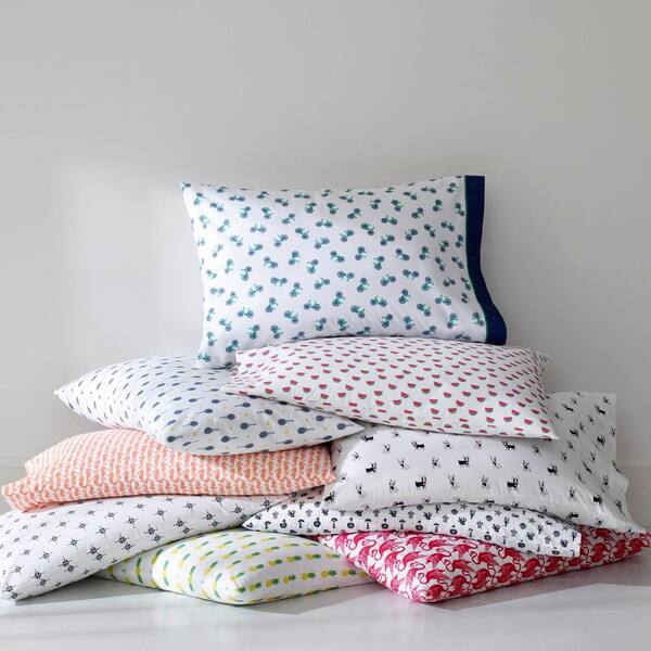 FIFI FLAMINGO DOTS BLUE DOUBLE FITTED SHEET & 2 PILLOWCASES 3 PIECE SET 