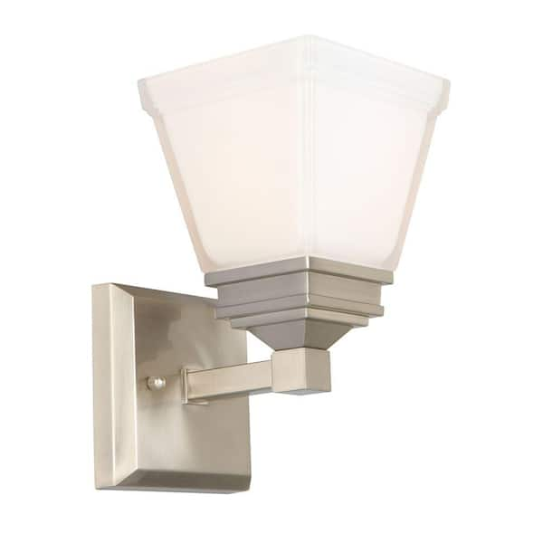 Hampton Bay Landray 1-Light Brushed Nickel Sconce