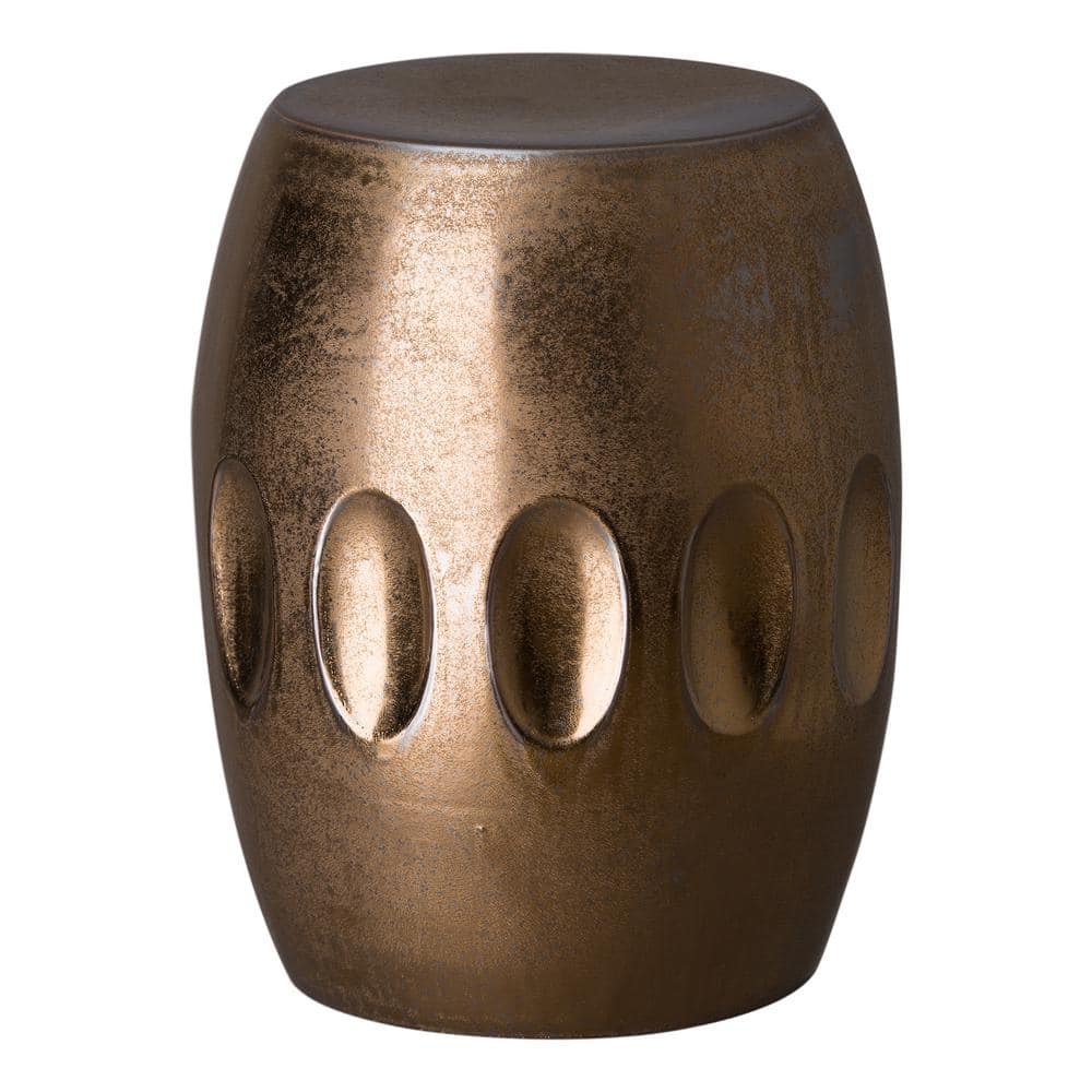 Emissary 18 in. Orion Dark Gold Ceramic Garden Stool CV12723GD - The Home Depot