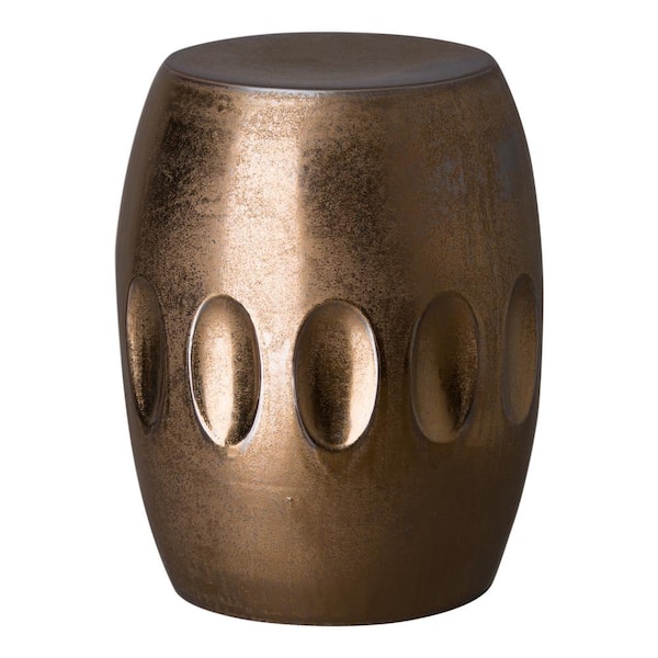 Emissary 18 in. Orion Dark Gold Ceramic Garden Stool