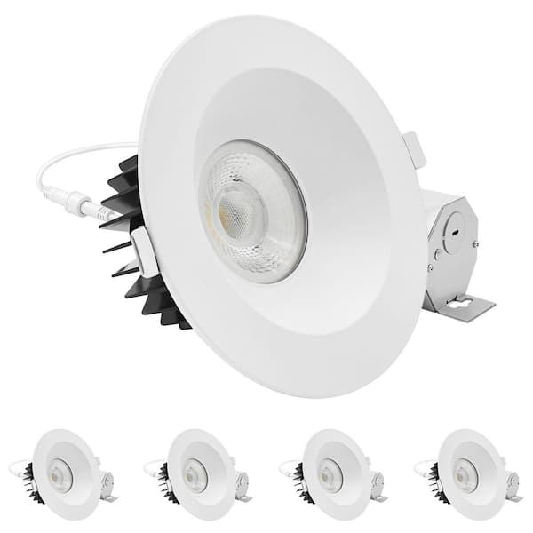 6 in. Integrated LED Recessed Light Trim Regressed with Round White Interchangeable Trim 22W 1800LM 5CCT Dimmable 4 Pack