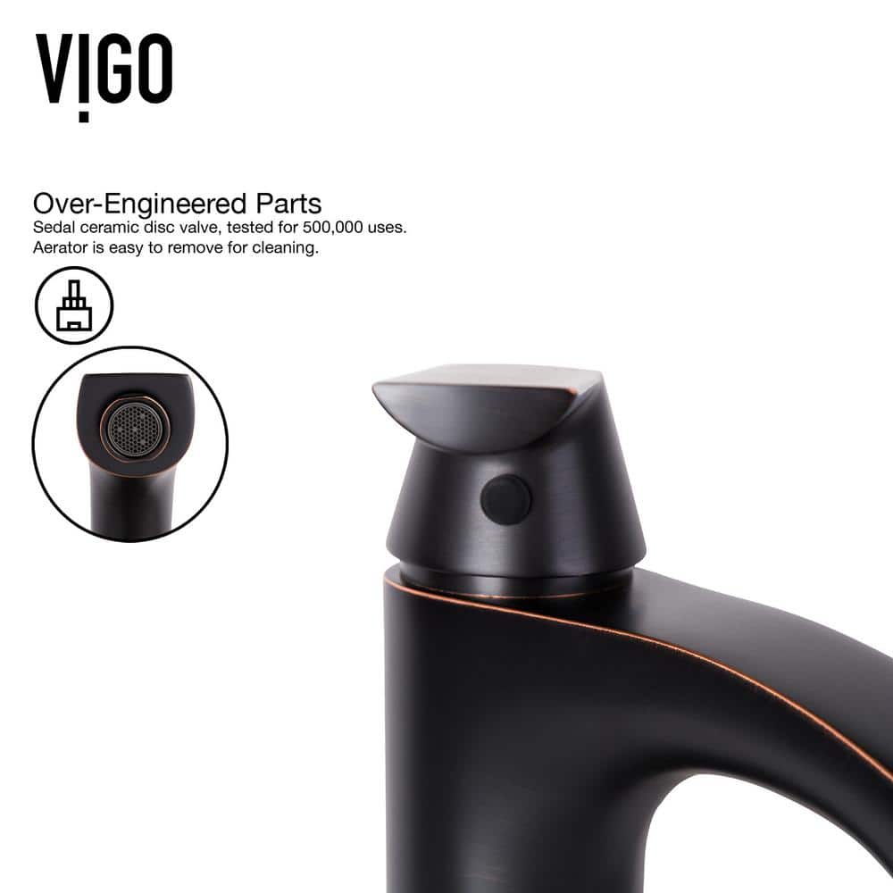 Clear Round Glass Vessel Sink with Antique Rubbed Bronze Faucet