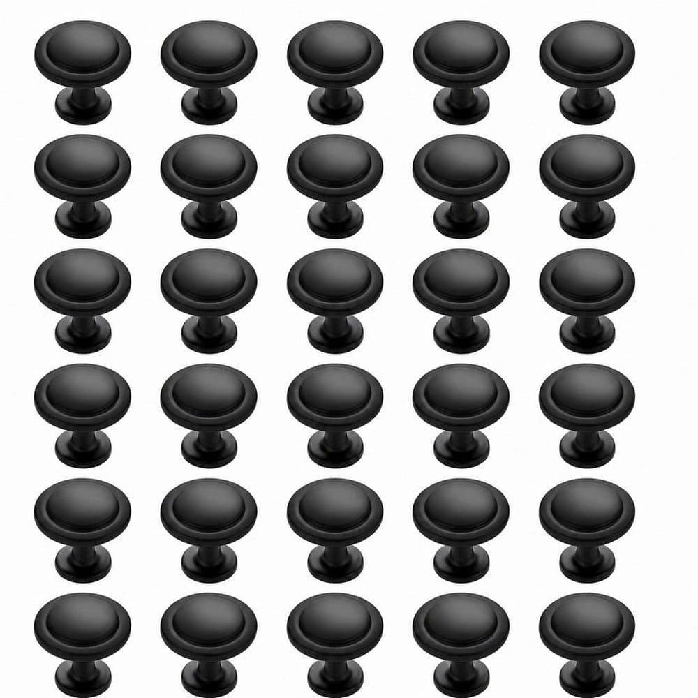 30 Pack 1.25 in. Matte Black Zinc Euro Style Cabinet Knobs, Drawer Pulls, Door Handles for Dresser Drawers Shower Door