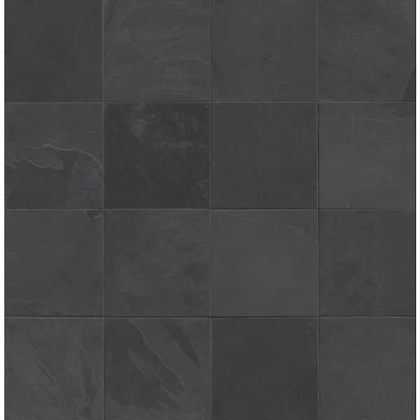 Montauk Black Classic Gauged Slate Tile, 12 in. x 12 in. Floor and Wall (10 sq. ft. / case)