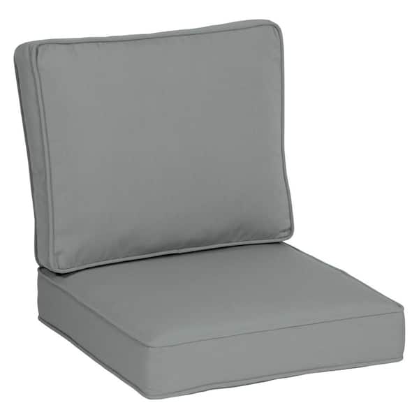 ARDEN SELECTIONS Oasis 24 in. x 24 in. Plush 2-Piece Deep Seating Outdoor Lounge Chair Cushion in Silver Grey