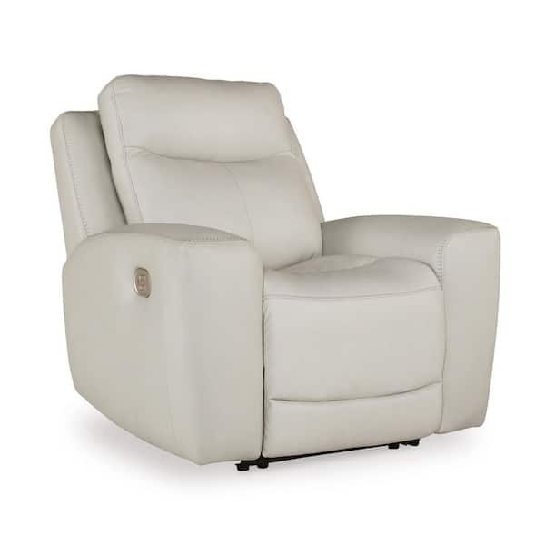Mindanao Beige Leather Match Standard Power Recliner with Adjustable Headrest