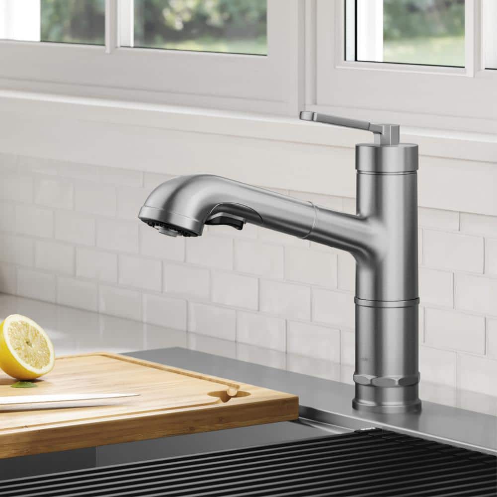 Spot-Free Stainless Steel Pull-Out Single Handle Kitchen Faucet