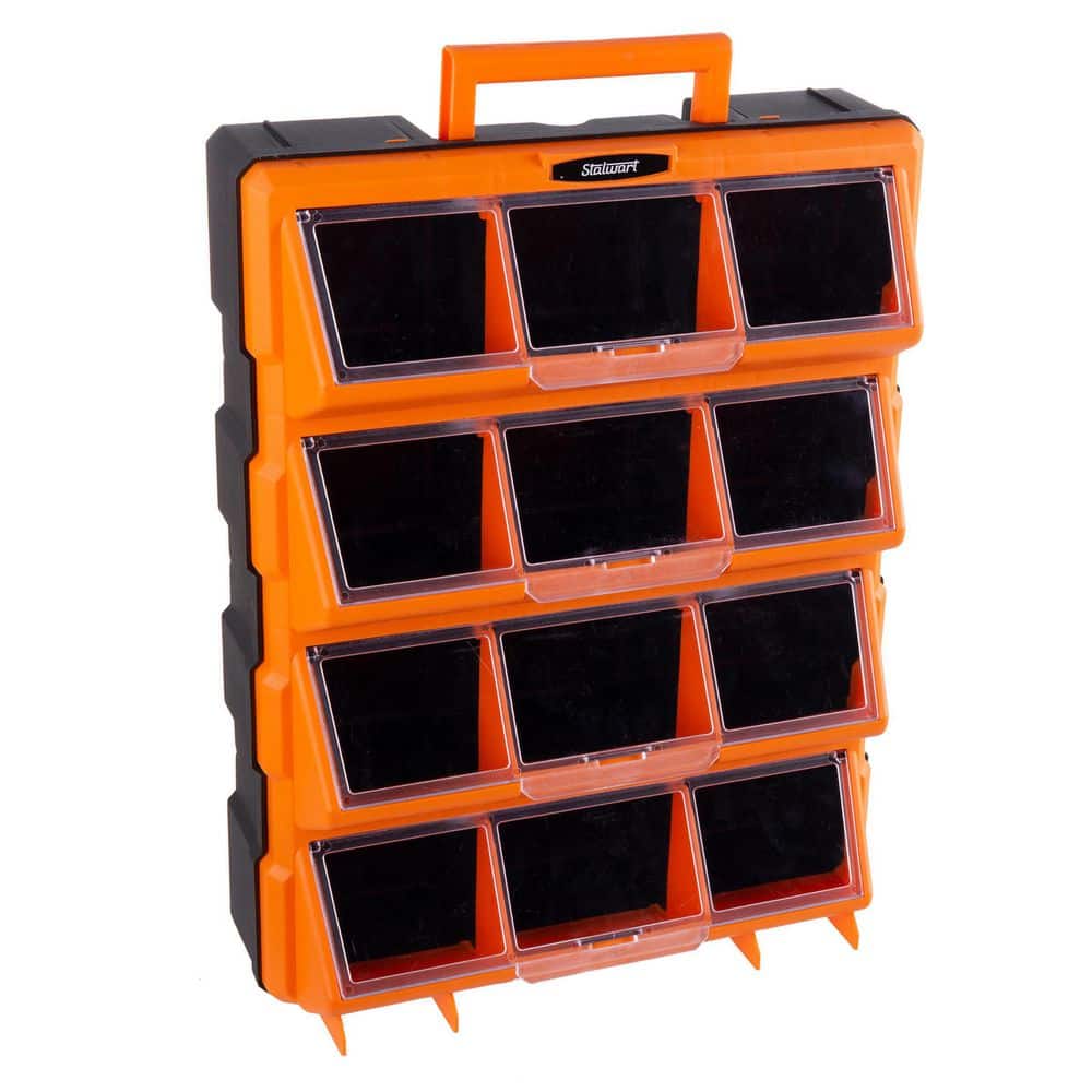 Basics Wall Mount Hardware and Craft Storage Cabinet Drawer  Organizer 39 Drawers, Black, Orange, 6 D x 14.5 W x 18 H
