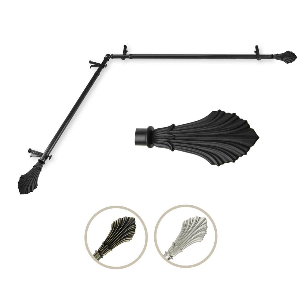 "13/16"" Dia Adjustable 48"" to 84"" Single Corner Window Curtain Rod in Black with Fin Finials" price history on PriceWatchPro